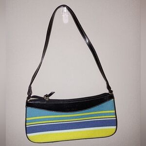 Kate Spade Vintage Blue and Yellow Striped Shoulder Bag